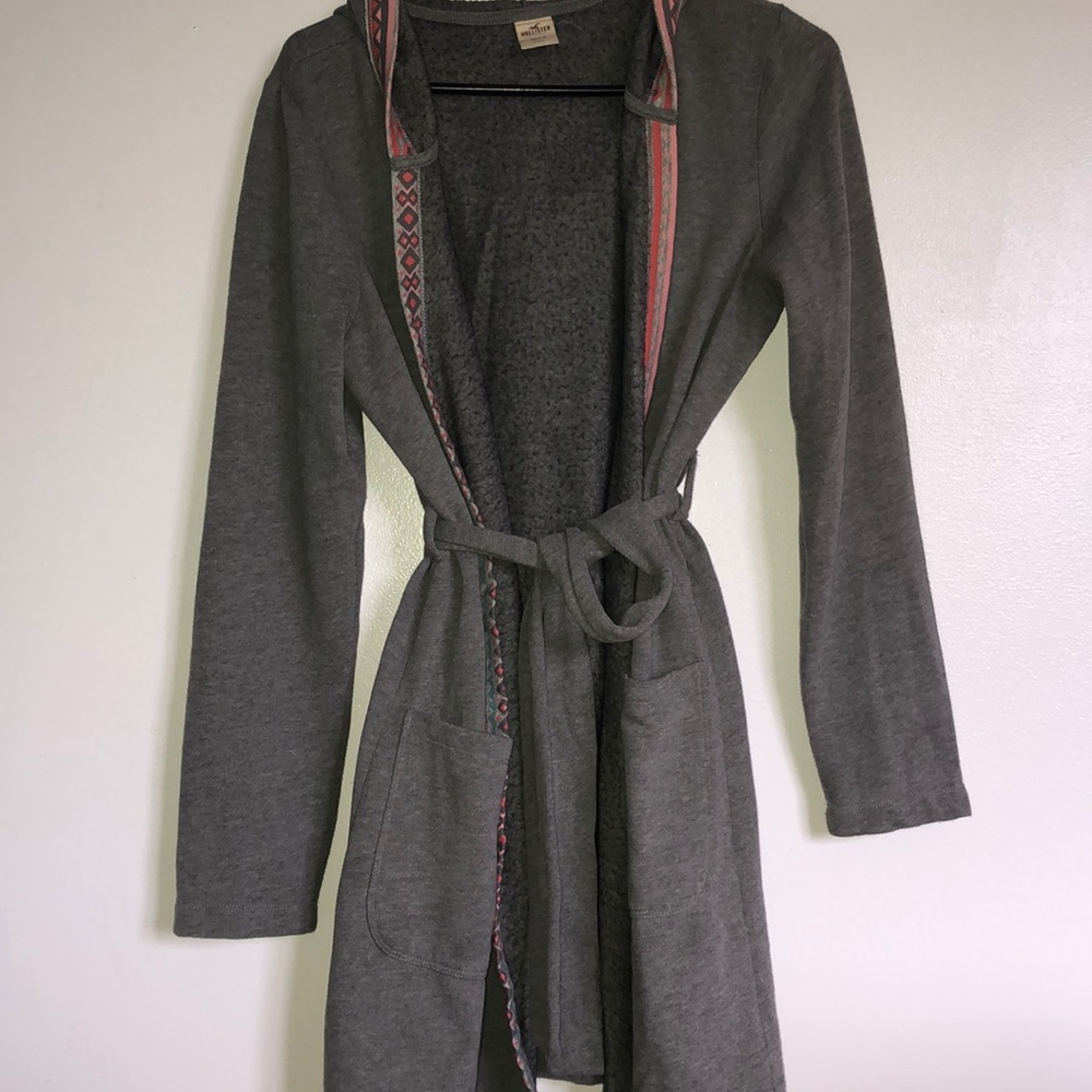 Grey fleece robe
